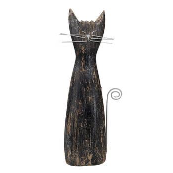 Clayre & Eef Decoratie Beeld Kat 31 cm Zwart Hout Zwart