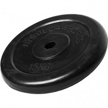 Gorilla Sports Halterschijf - 15 kg - Gietijzer - Rubber - 30 mm