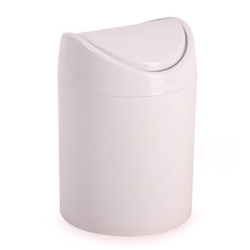 Plasticforte Mini prullenbakje - roze - kunststof - met klepdeksel - keuken aanrecht model - 1,4 Liter - 12 x 17 cm - Pr
