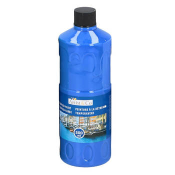 1x Blauwe acrylverf / temperaverf fles 500 ml hobby/knutsel verf - Hobbyverf