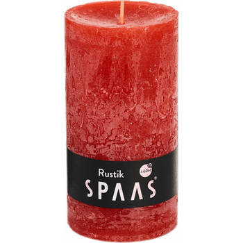 Spaas Stompkaars - rustiek - rood - 60 branduren - D7xH13 cm - cilinder kaars - Stompkaarsen