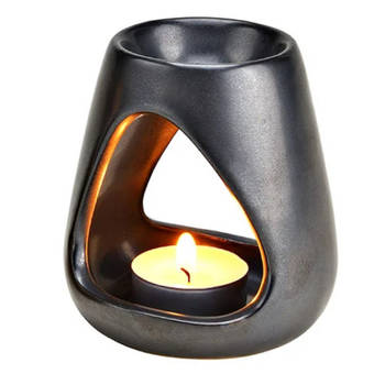 Geurbrander voor amberblokjes/geurolie - keramiek - zilver - 9 x 10 x 9 cm - Geurbranders
