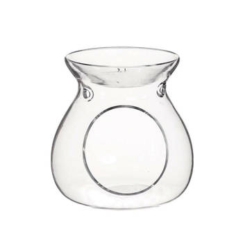 Ideas4seasons Geurbrander - amberblokjes/geurolie - glas - transparant - D10 x H10 cm - Geurbranders
