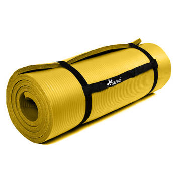 Yoga mat geel 1,5 cm dik, fitnessmat, pilates, aerobics