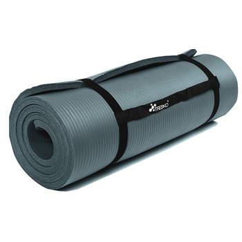 Yoga mat grijs/petrol 1,5 cm dik, fitnessmat, pilates, aerobics
