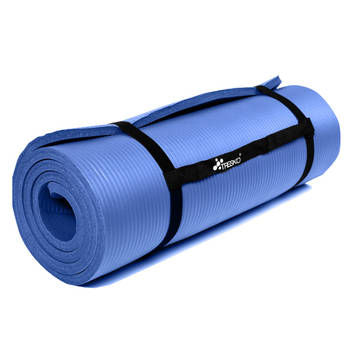 Yoga mat donkerblauw 1,5 cm dik, fitnessmat, pilates, aerobics