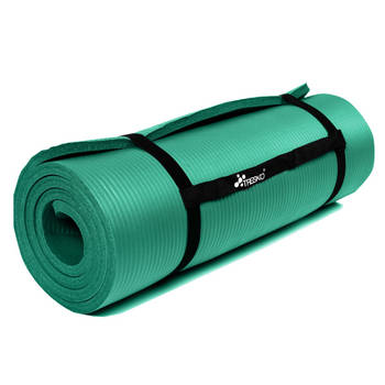 Yoga mat groen 1 cm dik, fitnessmat, pilates, aerobics