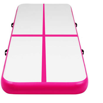 Opblaasbare PVC gym mat, Roze, 5 meter, met elektrische luchtpomp, gymnastiekmat, trainingsmat, fitnessmat