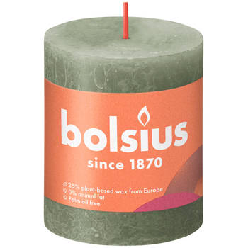 3 stuks - Bolsius - Stompkaars Fresh Olive 80/68 rustiek
