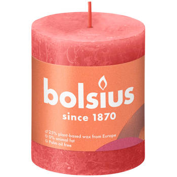 3 stuks - Bolsius - Stompkaars Blossom Pink 80/68 rustiek