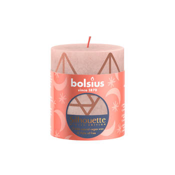 Bolsius - Rustiek stompkaars silhouette 80 x 68 mm Misty pink print kaars