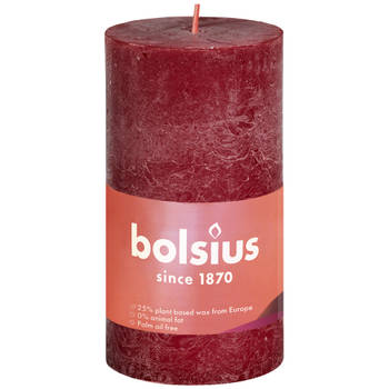 Bolsius - Rustiek Shine stompkaars 100/50 Velvet Red