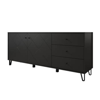 Meubella Dressoir Barlo - Mat Zwart - 183 cm