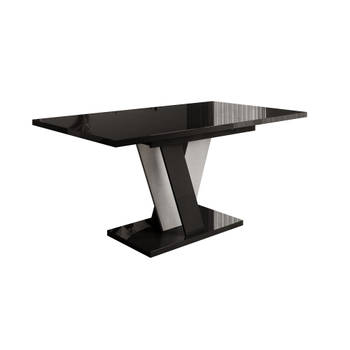 Meubella Eetkamertafel Velluto - Zwart hoogglans - 160 cm - Uitschuifbaar
