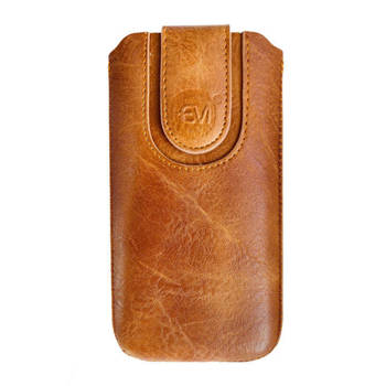 HEM Insteekhoes - Geschikt voor iPhone 14/15 - Bruin - Suede look - Met handig trekkoord en magneetsluiting