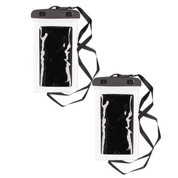 2x Stuks Bellatio Design waterdicht telefoonhoesje voor alle telefoons tot 6 inch wit - Telefoonhoesjes