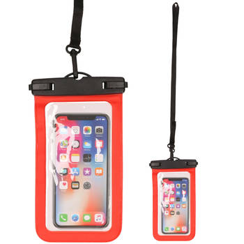 Set van 2x stuks Bellatio Design waterdicht telefoonhoesje voor alle telefoons tot 6 inch rood - Telefoonhoesjes