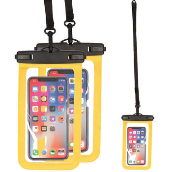 Set van 3x stuks Bellatio Design waterdicht telefoonhoesje voor alle telefoons tot 6 inch geel - Telefoonhoesjes