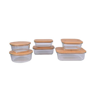 Vershoudbakjes Met Deksel Set van 6 Glazen Broodtrommel Ideaal voor Lunch en Voedselopslag Lunchbox