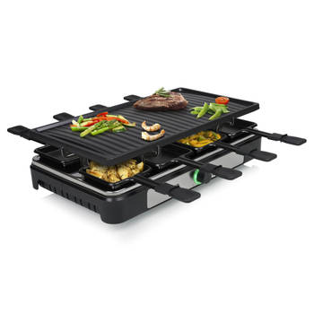 Tristar Gourmetstel RA-2746 - Gourmetset voor 8 personen - Met grote grillplaat - Regelbare temperatuur - Zwart/RVS