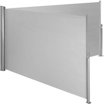 tectake® - Aluminium windscherm uitschuifbaar uitrolbaar zijluifel terrasscherm - dubbel - 200 x 600 cm - grijs - 402337