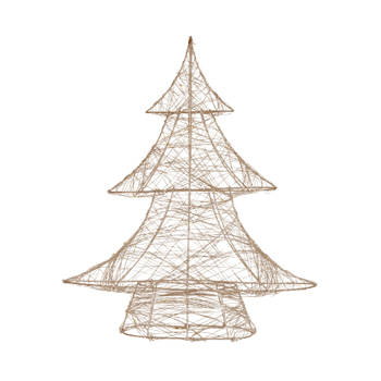 ECD Germany LED-deco kerstboom met 30 warm witte LED's, 40 cm hoog, metaal, goud, kerstboom met verlichting & timer