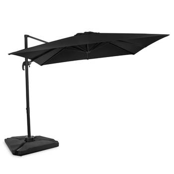 VONROC Zweefparasol Pisogne 300x300cm – Premium parasol - Antraciet/Zwart Incl. 4 vulbare tegels