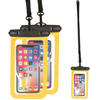 Set van 3x stuks Bellatio Design waterdicht telefoonhoesje voor alle telefoons tot 6 inch geel - Telefoonhoesjes