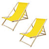 ECD Germany Set van 2 opvouwbare ligstoelen, geel, gemaakt van hout, verstelbare rugleuning, 3 standen, tot 120 kg