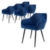 ML-Design Set van 6 Eetkamerstoelen met Armleuningen en Rugleuning, Donkerblauw, Keukenstoel met Fluwelen Bekleding