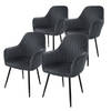 ML-Design set van 4 eetkamerstoelen met rugleuning en armleuningen,grijs,keukenstoelen met fluwelen bekleding