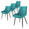 ML-Design Set van 4 eetkamerstoelen met rugleuning, turquoise, keukenstoel met fluwelen bekleding, gestoffeerde stoel