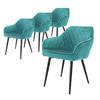 ML-Design Set van 4 eetkamerstoelen met armleuning en rugleuning, turquoise, keukenstoel met fluwelen bekleding