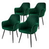 ML-Design set van 4 eetkamerstoelen met rugleuning en armleuningen,groen,keukenstoelen met fluwelen bekleding