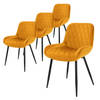 ML-Design Set van 4 Eetkamerstoelen Eetkamerstoel met Rugleuning en Armleuningen, Oker, Fluwelen Zitting, Metalen Poten,