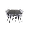 Sleek eethoek eetkamertafel uitschuifbare tafel lengte cm 195 / 280 zwart en 6 Velvet Deluxe eetkamerstal velours