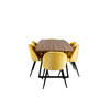 IncaNABL eethoek eetkamertafel uitschuifbare tafel lengte cm 160 / 200 el hout decor en 6 Velvet eetkamerstal velours