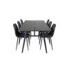 Sleek eethoek eetkamertafel uitschuifbare tafel lengte cm 195 / 280 zwart en 6 Polar eetkamerstal PU kunstleer zwart PU