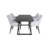 IncaBLBL eethoek eetkamertafel uitschuifbare tafel lengte cm 160 / 200 zwart en 4 Comfort eetkamerstal fluweel