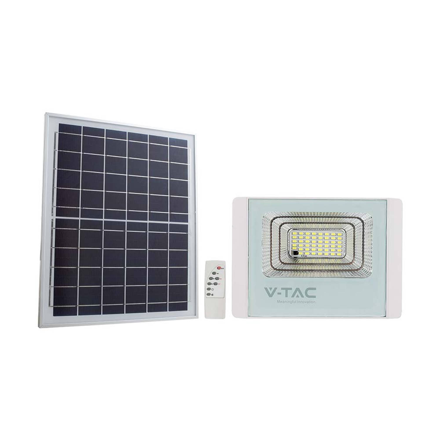V-TAC VT-60W-W Witte Schijnwerper op zonne-energie 20W IP65 1650 Lumen 6400K
