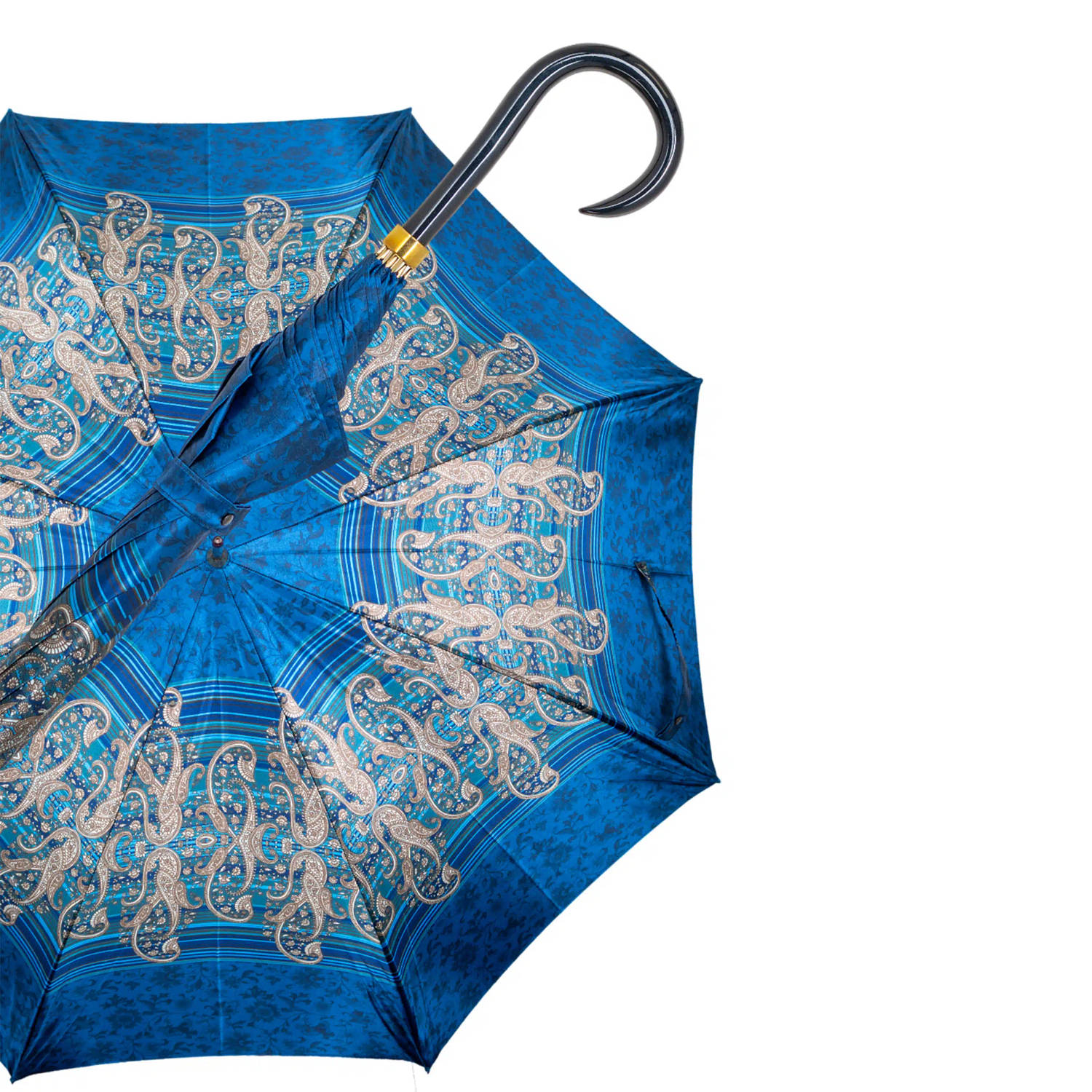 Gastrock Paraplu - Italiaanse satijn stof - Blauw - Luxe paraplu - Lengte 91 cm - Doorsnede doek 61 cm - Aluminium frame - Handvat van metallic gelakt esdoornhout - Paraplu voor da
