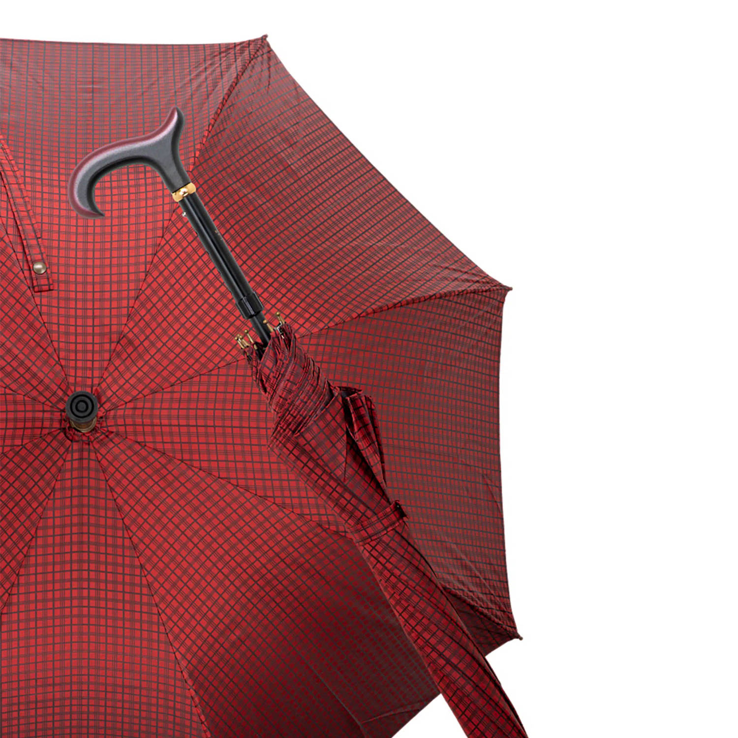 Gastrock Verstelbare paraplu wandelstok - Italiaanse satijn stof - Rood - Luxe wandelstok paraplu - Verstelbaar van 90 tot 98 cm - Doorsnede doek 90 cm - Aluminium frame - Derby ha
