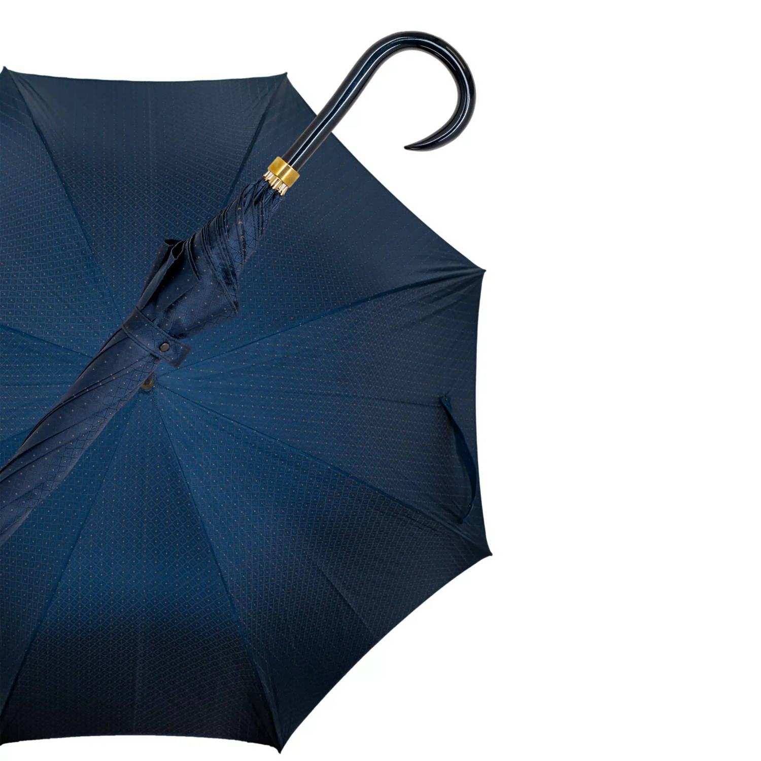 Gastrock Paraplu - Italiaanse satijn stof - Donkerblauw - Luxe paraplu - Lengte 91 cm - Doorsnede doek 61 cm - Aluminium frame - Handvat van metallic gelakt esdoornhout - Paraplu v