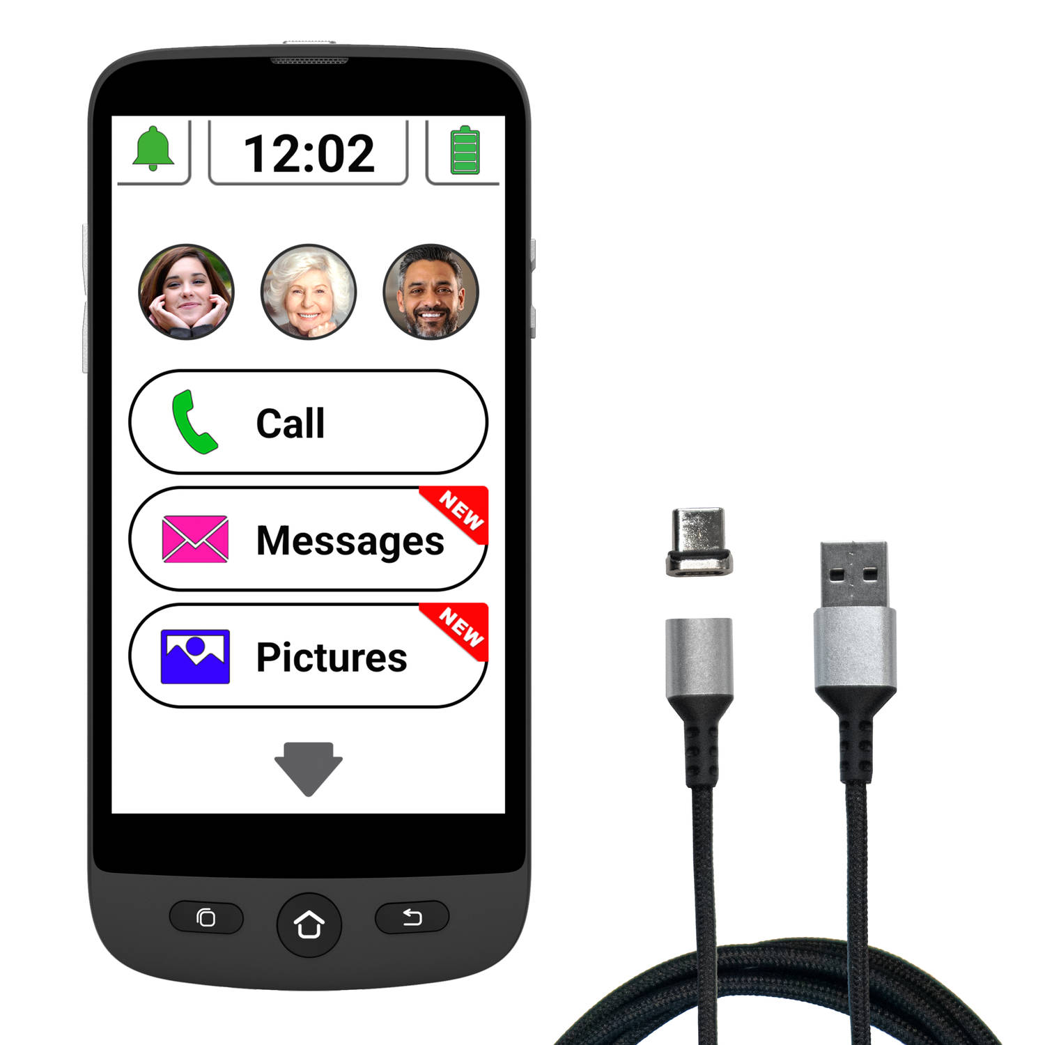 Swissvoice S510M Senioren Smartphone Simlockvrij - 4G+ - SOS knop - Android 12 - Whasapp