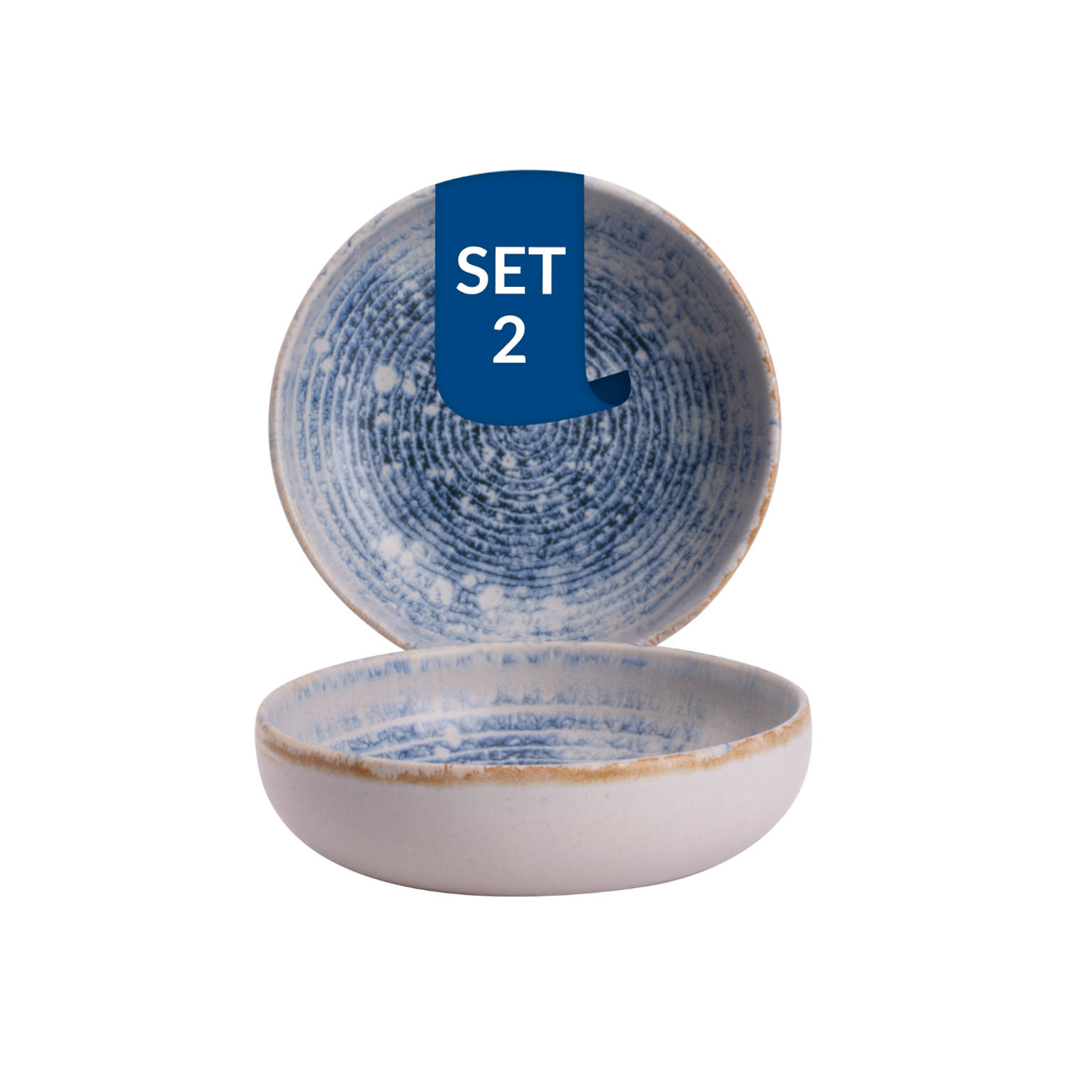 James Cooke Schaal Azure Vintage 16 cm Blauw Wit Stoneware 2 stuks