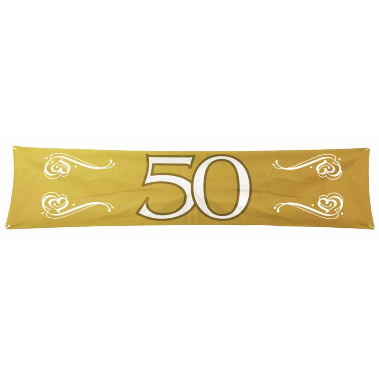 Gouden 50 jaar spandoek 180 x 40 cm Feestbanieren