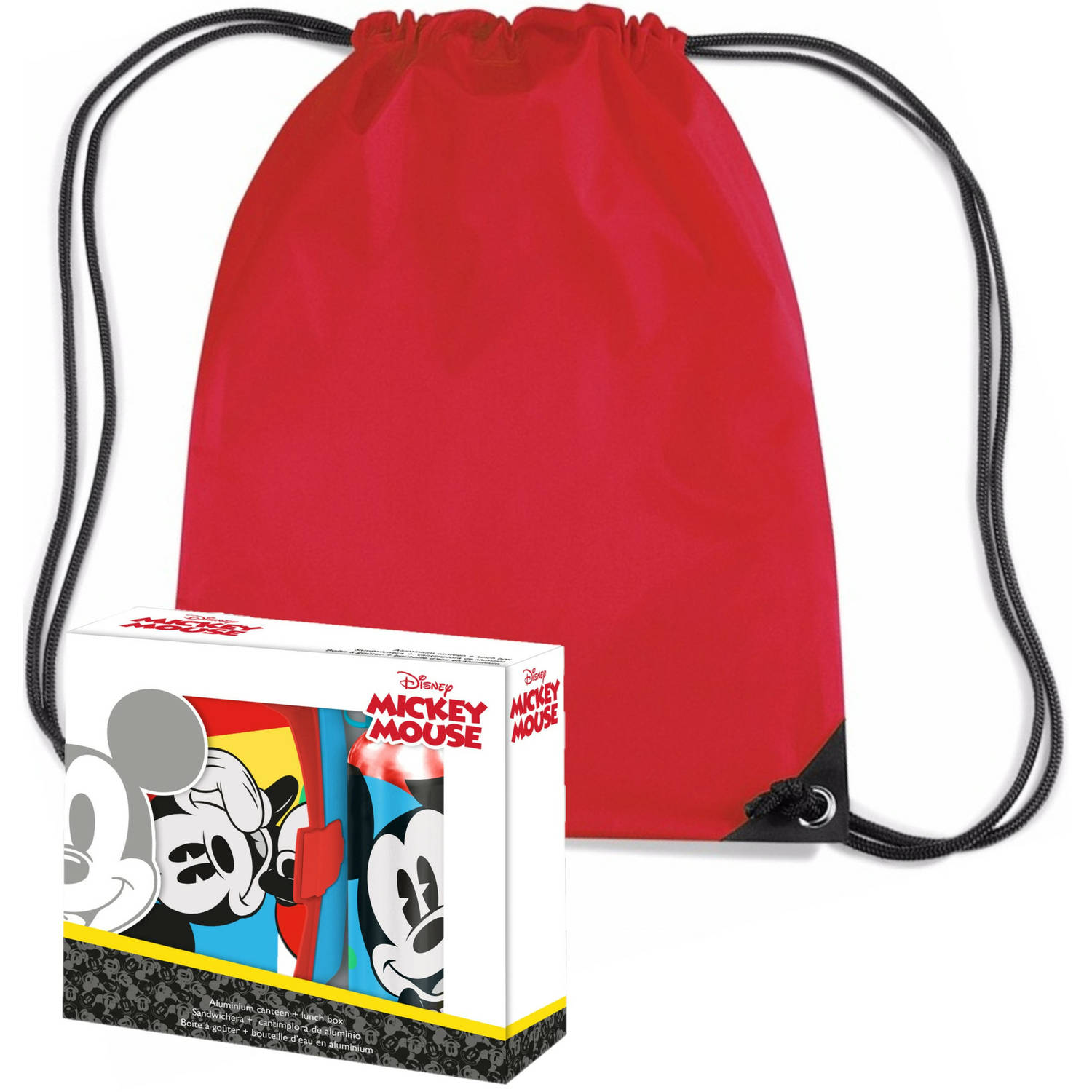 Disney Mickey Mouse lunchbox set voor kinderen 3-delig incl. gymtas-schooltas rood Lunchboxen