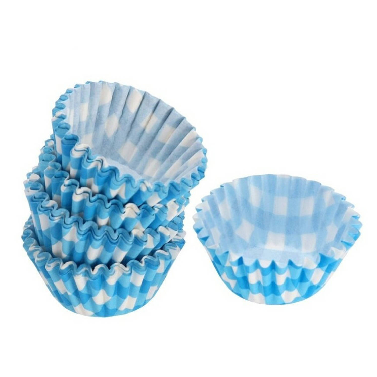 90x Mini muffin en cupcake vormpjes blauw papier 4 x 4 x 2 cm Muffinvormen-cupcakevormen