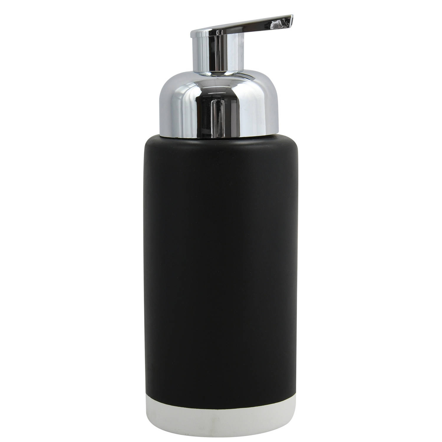 MSV Zeeppompje/dispenser Enzo - keramiek - zwart/zilver - 6.5 x 18 cm - 275 ml