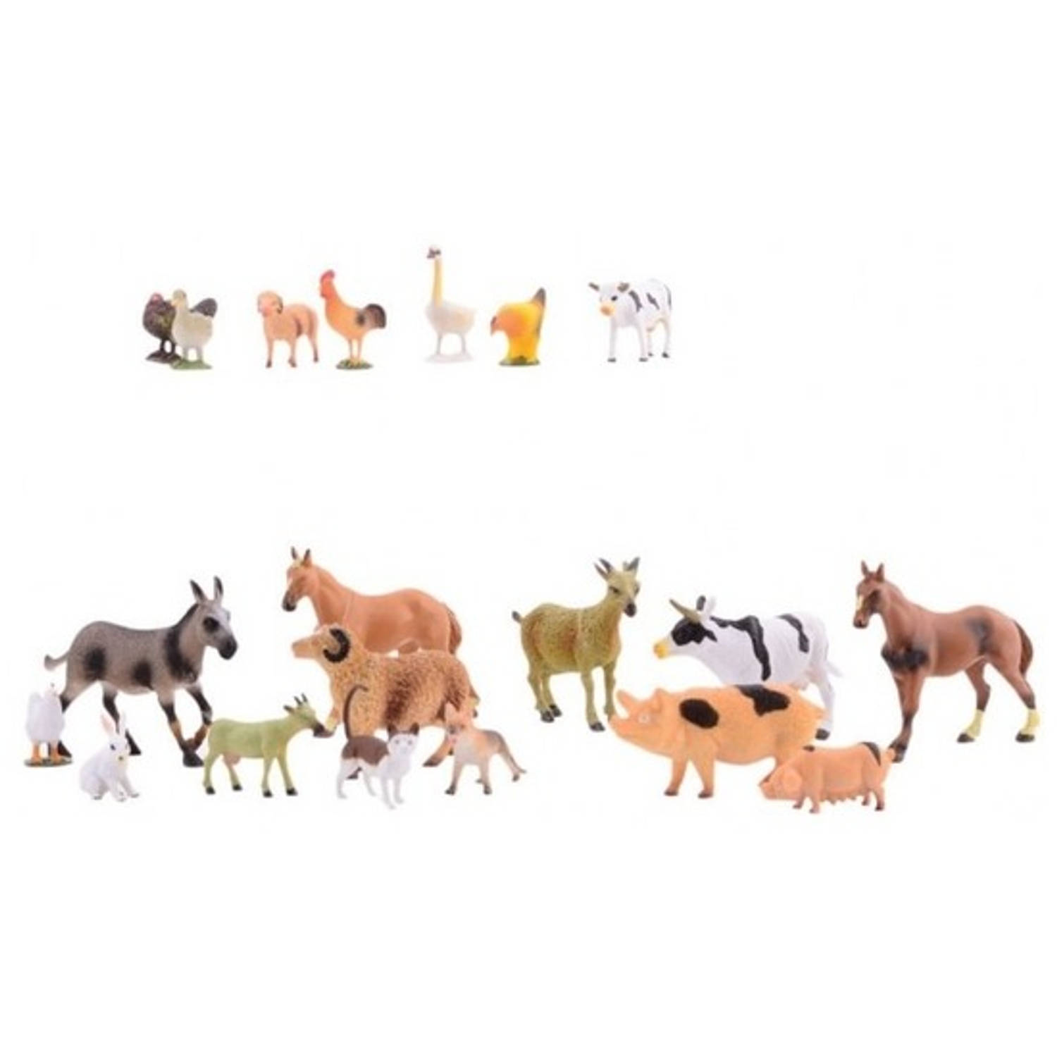 Plastic boerderij diertjes 60x stuks Speelfigurenset